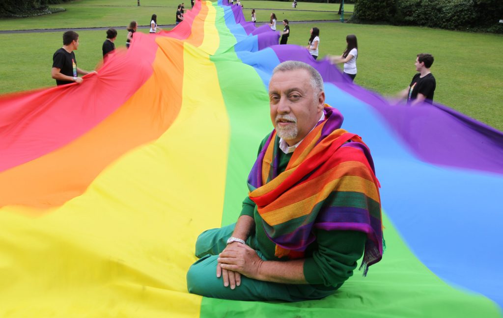 gay pride flag with triangle